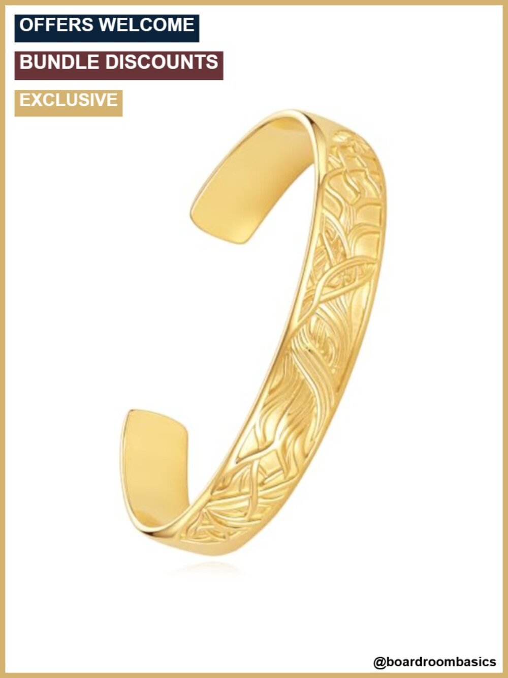 14K Gold Plated Hammered Open Cuff Bangle Bracelet Adjustable
